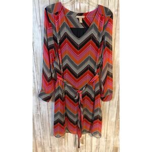 Banana Republic Chevron V-Neck Tie Waist Shift Dress - Size 14